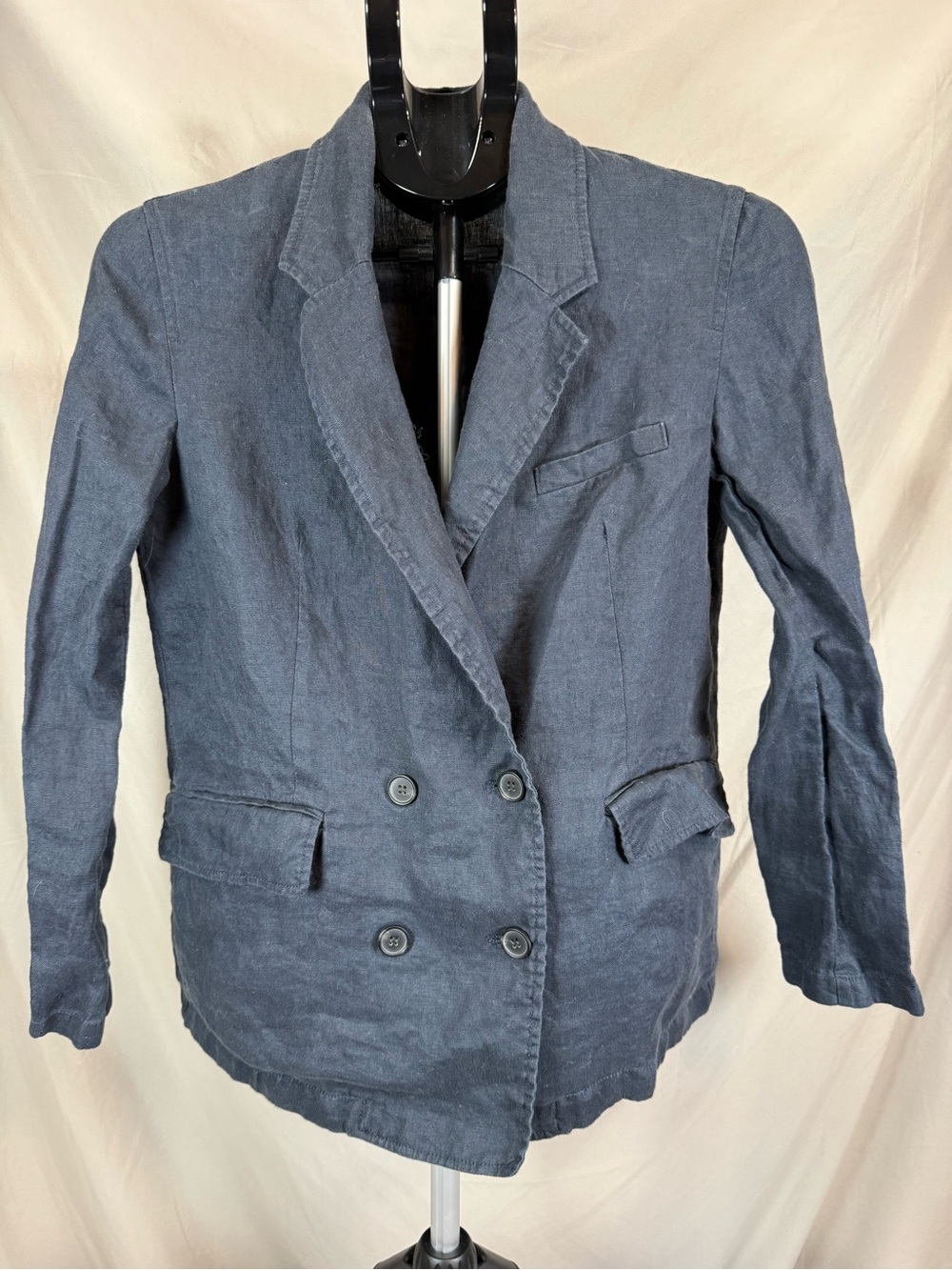 Kenneth‎ Cole Classic Double-Breasted Navy Linen Blazer- Size 85EU